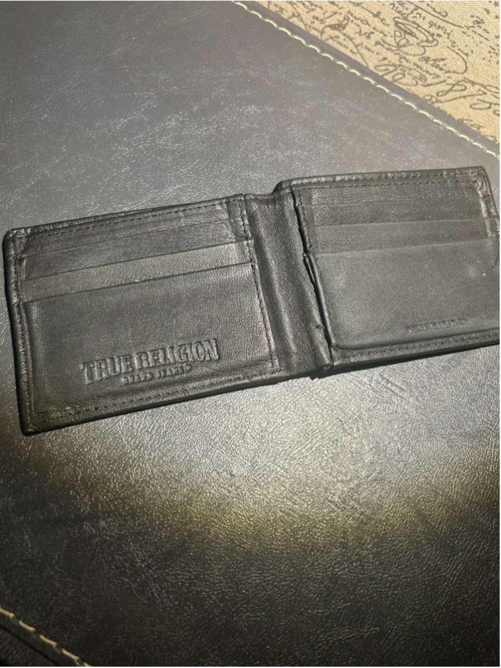 Men's True Religion Black Leather Bifold Wallet One Size